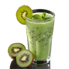 Refreshing green kiwi smoothie with fresh mint garnish