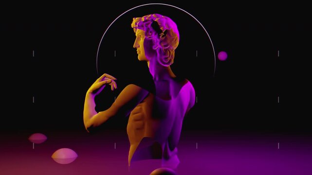 4k Loop animation of animated collage with sculpture. Loop for VJ video backgrounds. 