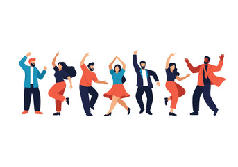 Fototapeta premium Diverse group celebrating with lively dancing, perfect for team success or vibrant party invitations