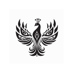 Peacock Vector Art Elegant Silhouette Modern Style isolated on white background