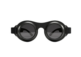 Isolated black steampunk goggles with strap for eye protection, industrial look