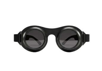 Isolated black steampunk goggles with strap for eye protection, industrial look