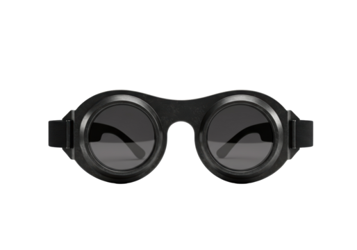 Isolated black steampunk goggles with strap for eye protection, industrial look