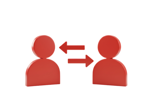 Isolated conceptual graphic of people interacting; communication, exchange, sharing