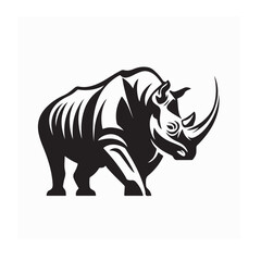 Rhino Vector Illustration Artistic Modern Animal Silhouette on white background
