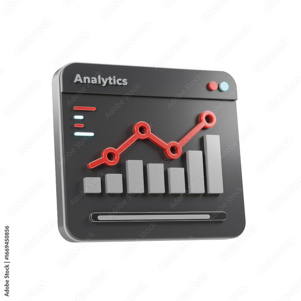 Aufkleber 3d business analytics dashboard with growth chart isolated on transparent background