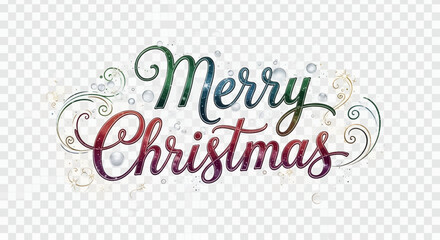 Elegant Merry Christmas calligraphy with festive ornaments and flourishes, perfect for holiday greetings, cards, and seasonal designs