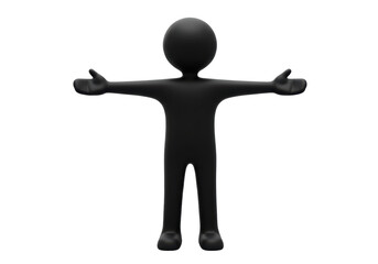 Isolated Black Man Figure Welcoming Embracing Giving Offering Open Hands Expression