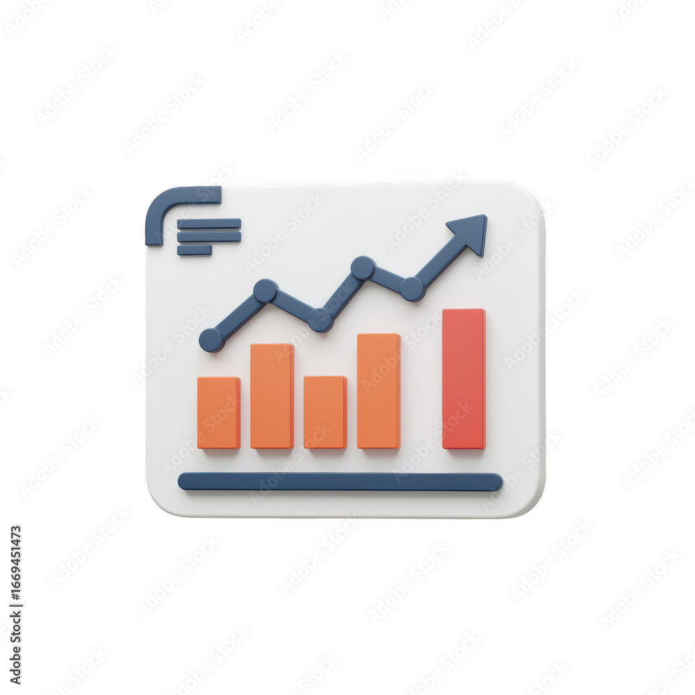 Aufkleber 3d bar chart and line graph showing growth isolated on transparent background
