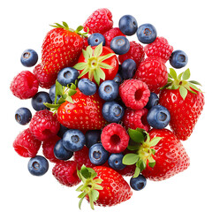 Obraz premium Assorted Fresh Berries Including Strawberries, Raspberries, and Blueberries