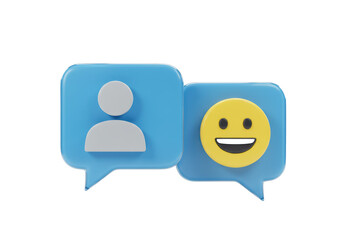Isolated user profile and smiling face icons, social media or chat message bubbles