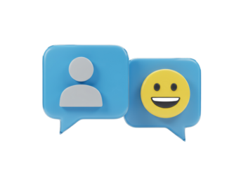 Isolated user profile and smiling face icons, social media or chat message bubbles