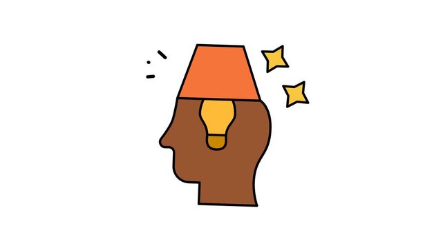 Animated mindset shift heads lamp idea shines bright sparkling like innovative cosmic stars. Suitable for inspirational and motivational concepts.