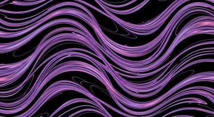 Fototapeta premium Abstract flowing lavender lines create dynamic wave pattern against a dark backdrop, giving liquid effect. Concept for Halloween background, elegant design, and fashion promotion