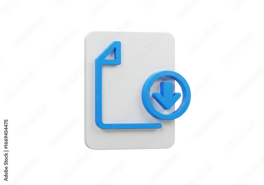 Poster isolated file download icon, document with arrow, web element, data transfer symbol