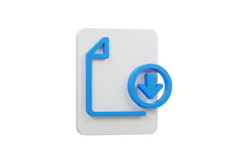 Isolated file download icon, document with arrow, web element, data transfer symbol