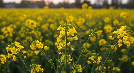 Obraz premium Yellow flowers field landscape