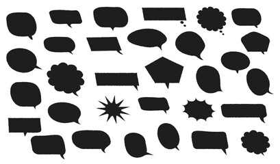 シンプルな色々な形の吹き出しのセット　黒