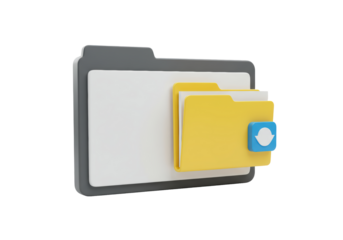 Isolated Folder with Download Button, Directory Icon for Data Storage, File Transfer