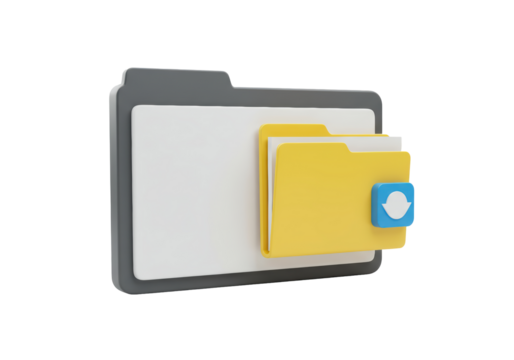 Isolated Folder with Download Button, Directory Icon for Data Storage, File Transfer