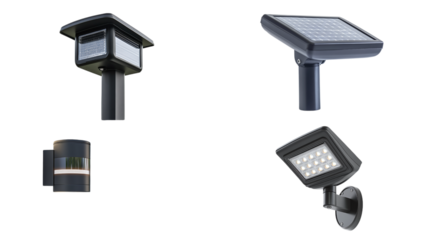 • A solar-powered motion sensor light for outdoor spaces, isolated on white background in HD 