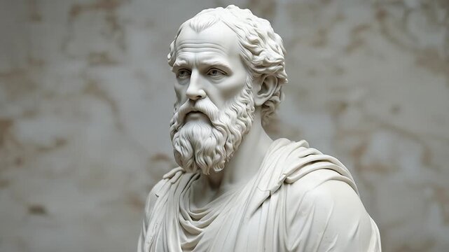 Marble Bust of a Bearded Ancient Greek Philosopher
