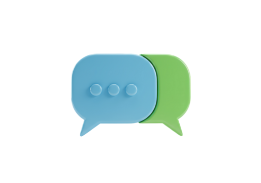 Isolated Chat Bubbles, Message Boxes: Blue and Green Speech Balloons for Communication