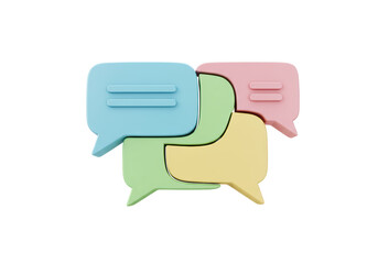 Isolated pastel communication bubbles, concept of talking, meeting, discussion 3D render