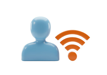 Isolated person with wifi connection, wireless communication, network signal