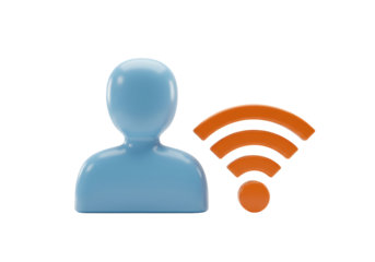 Isolated person with wifi connection, wireless communication, network signal