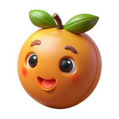 Cute cartoon orange character with happy expression isolated on transparent background