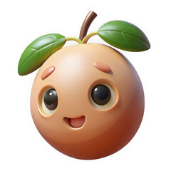 Cute cartoon orange fruit character with happy expression isolated on transparent background