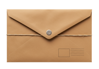 Isolated brown envelope with string and clasp, a classic design, mail correspondence
