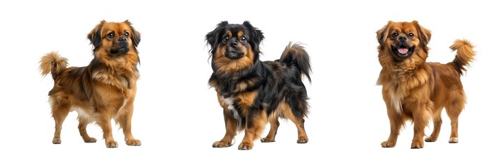 Set of Pekingese Dog Isolated on Transparent Background. PNG. 