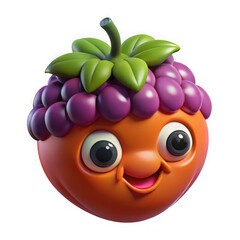 Obraz premium Cute cartoon fruit character with grape hair isolated on transparent background