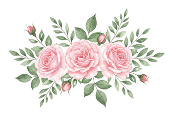 Pink roses bouquet isolated on transparent background