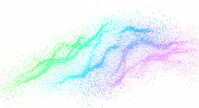 Colorful Abstract Gradient Particle Stream Flowing Across the Frame.
