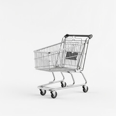 empty shopping cart on white background. shopping cart isolated on white.