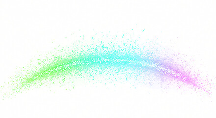 Ethereal pastel explosion of fragmented particles transitioning from green to turquoise to violet.