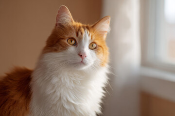 portrait of happy cat with bright eyes that sparkle with joy and curiosity