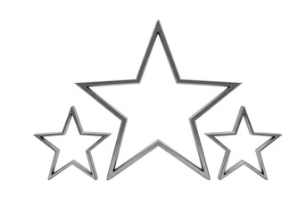 Isolated arrangement of three silver stars, decoration for success, holiday, design