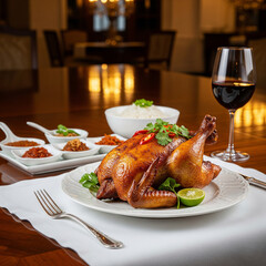 roast chicken on a luxurious table