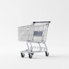empty shopping cart on white background. shopping cart isolated on white.