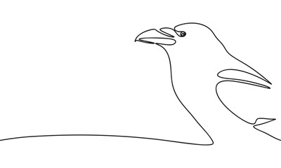 Fototapeta premium Minimalist Line Art Raven Silhouette
