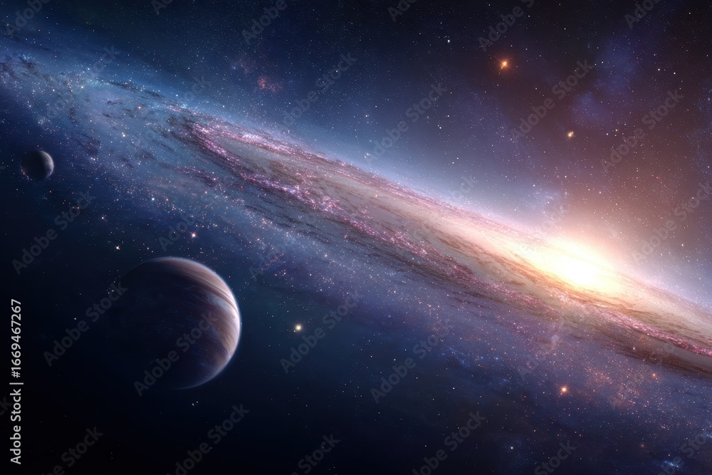 Canvas Prints stunning view of a spiral galaxy with vibrant colors and celestial bodies in the vast expanse of out
