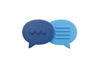 Isolated message balloons: communication symbols; blue speech bubbles for talking
