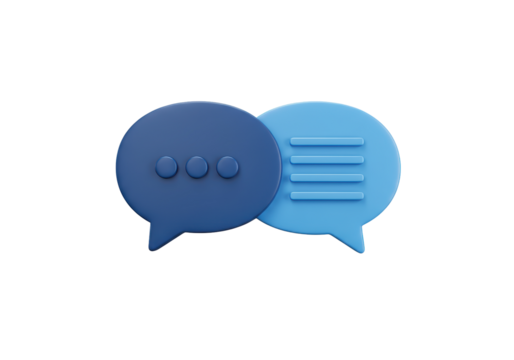 Isolated message balloons: communication symbols; blue speech bubbles for talking - Powered by Adobe
