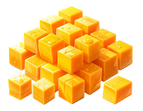  Mango Cubes and Dice Cut Pattern, Flat Vector Clipart Style, Isolated