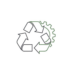 Obraz premium Abstract Dark Recycle Symbol with Green Gear on Black