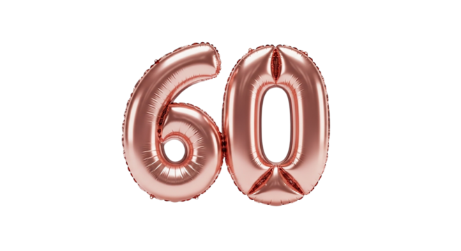 number 60 madeup of ballon isolated on white background